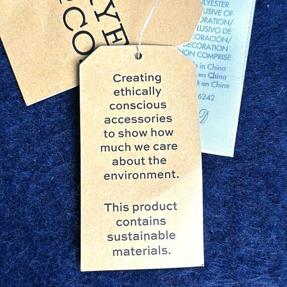 NWT Frye and Co. Chunky Fringed Scarf Oversized Blue Taupe Red - Picture 9 of 10